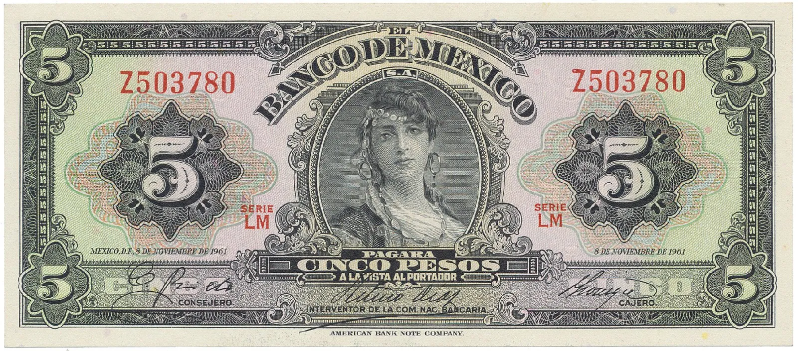 Mexiko, 5 Pesos 1961, P.60g