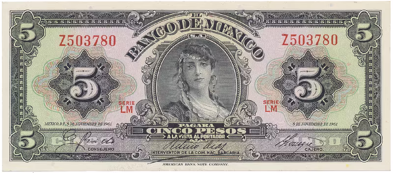 Mexiko, 5 Pesos 1961, P.60g