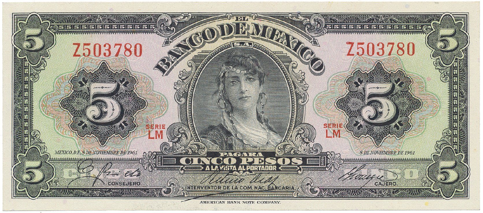 Mexiko, 5 Pesos 1961, P.60g