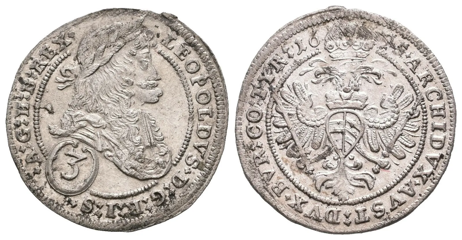 3 Krejcar 1695, Vídeň-Mittermayer, Nech.1976, krásná zachovalost, patina, — 1