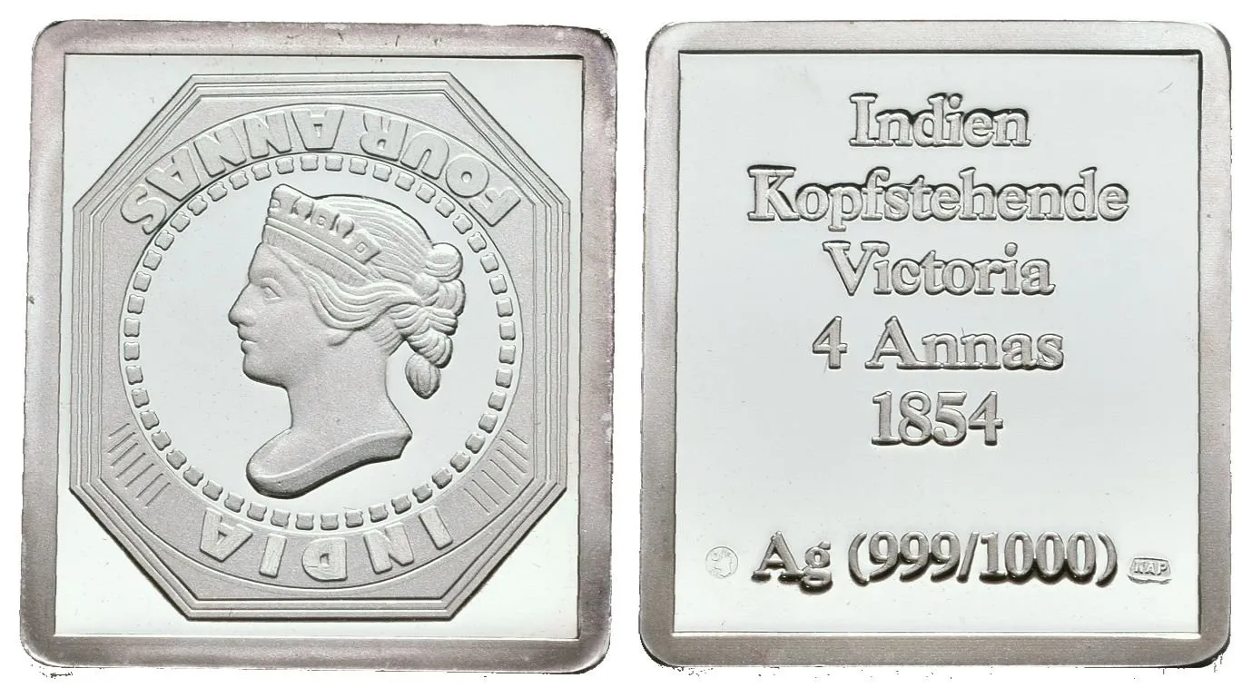 Stříbrná známka - Indická Hlavová hradba Viktorie 1854