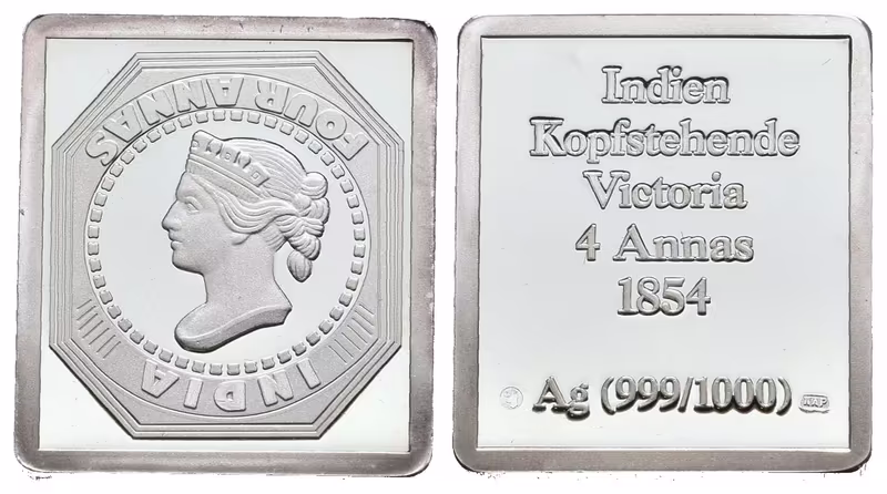 Stříbrná známka - Indická Hlavová hradba Viktorie 1854