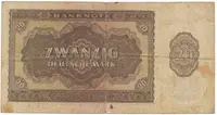 Německo - NDR, 20 DM 1948, tisk SSSR, 1 písmeno + 6-místný číslovač, Ros.344a - fotografie 2