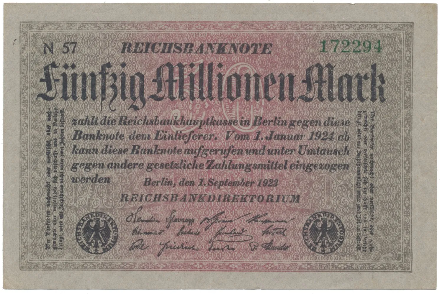 Německo, 50 Millionen Mark 1923, Ro.108c