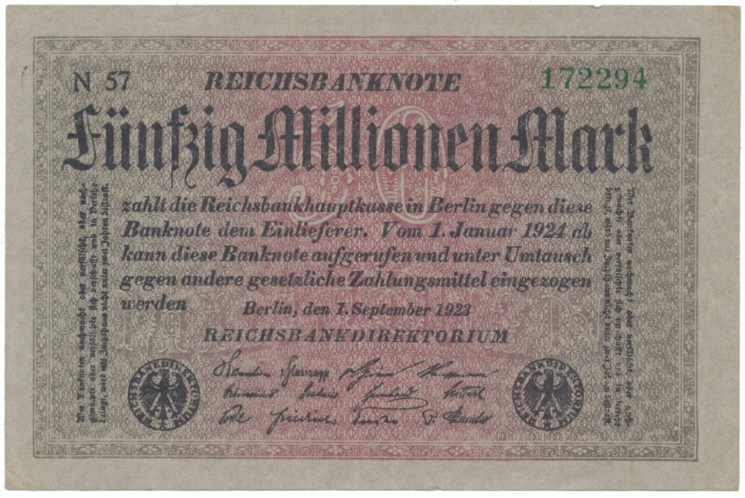 Německo, 50 Millionen Mark 1923, Ro.108c