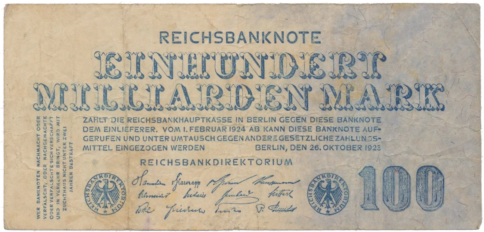 Německo, 100 Milliarden Mark 1923, Ro.123