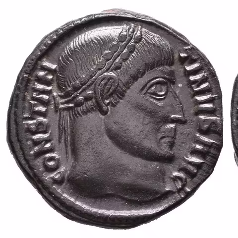 Follis, Thessalonica, 320-321, Rv: DN CONSTANTINI MAX AVG, VOT XX ve věnci,