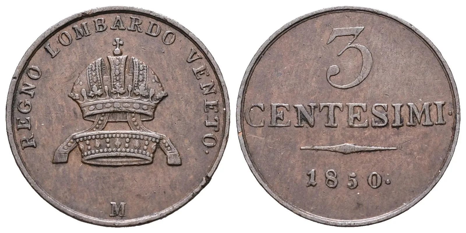 3 Centesimi 1850 M