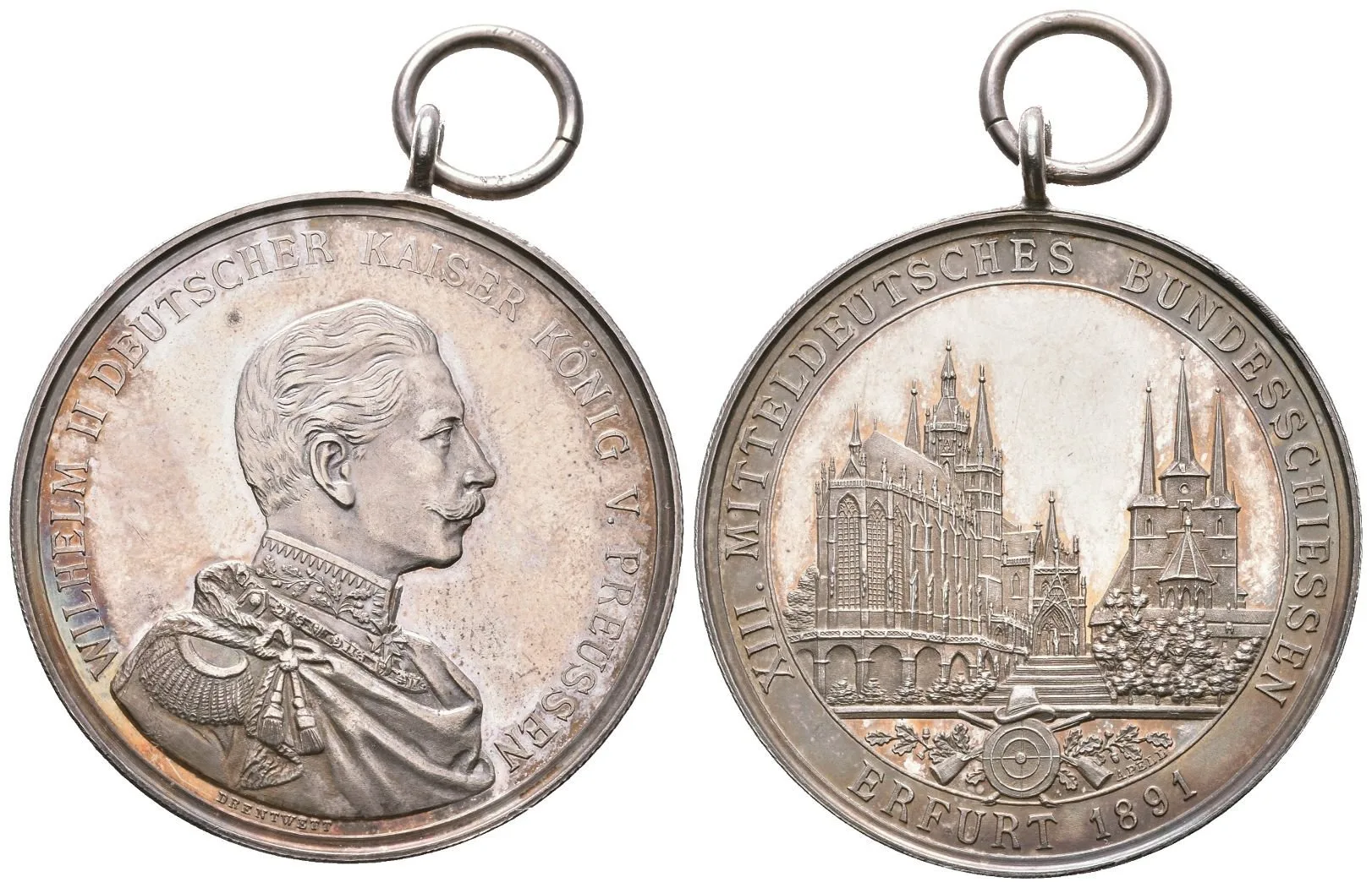 AR Medaile 1891 (Drentwett, Apell) - XIII. Středoněmecké spolkové střelby v Erfurtu. — 1