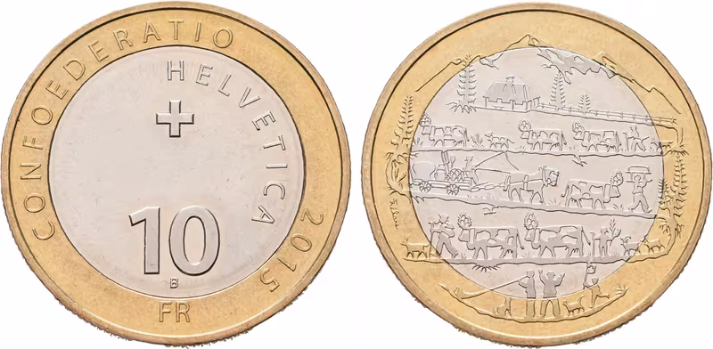 Švýcarsko, 10 Frank 2015 - Návrat z Alp