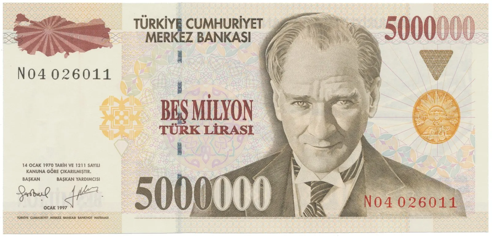 Turecko, 5.000.000 Lira (1997), P.210