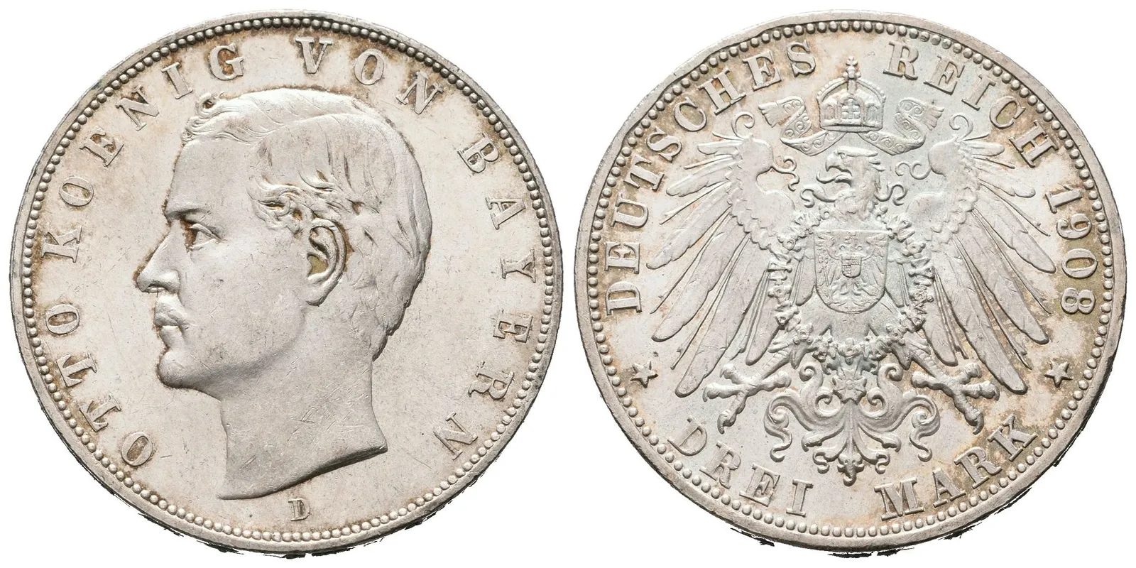 Bavorsko, 3 Marka 1908 D