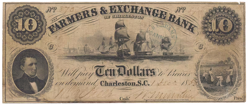 USA, South Carolina, Charleston, 10 Dollars 1. 12. 1853