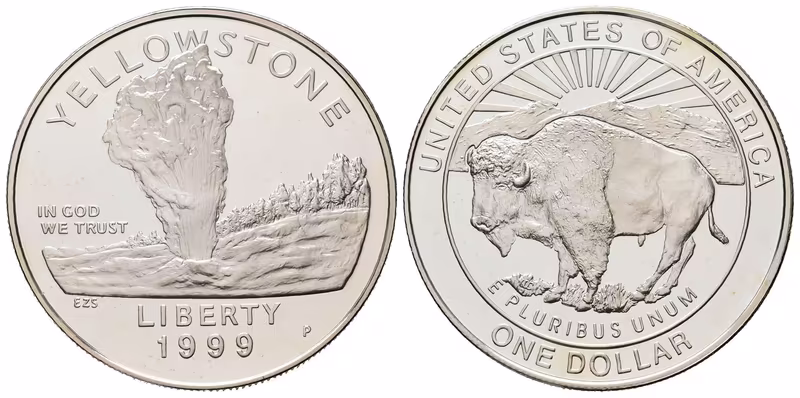 USA, 1 Dollar 1999 - Yellowstone, PROOF