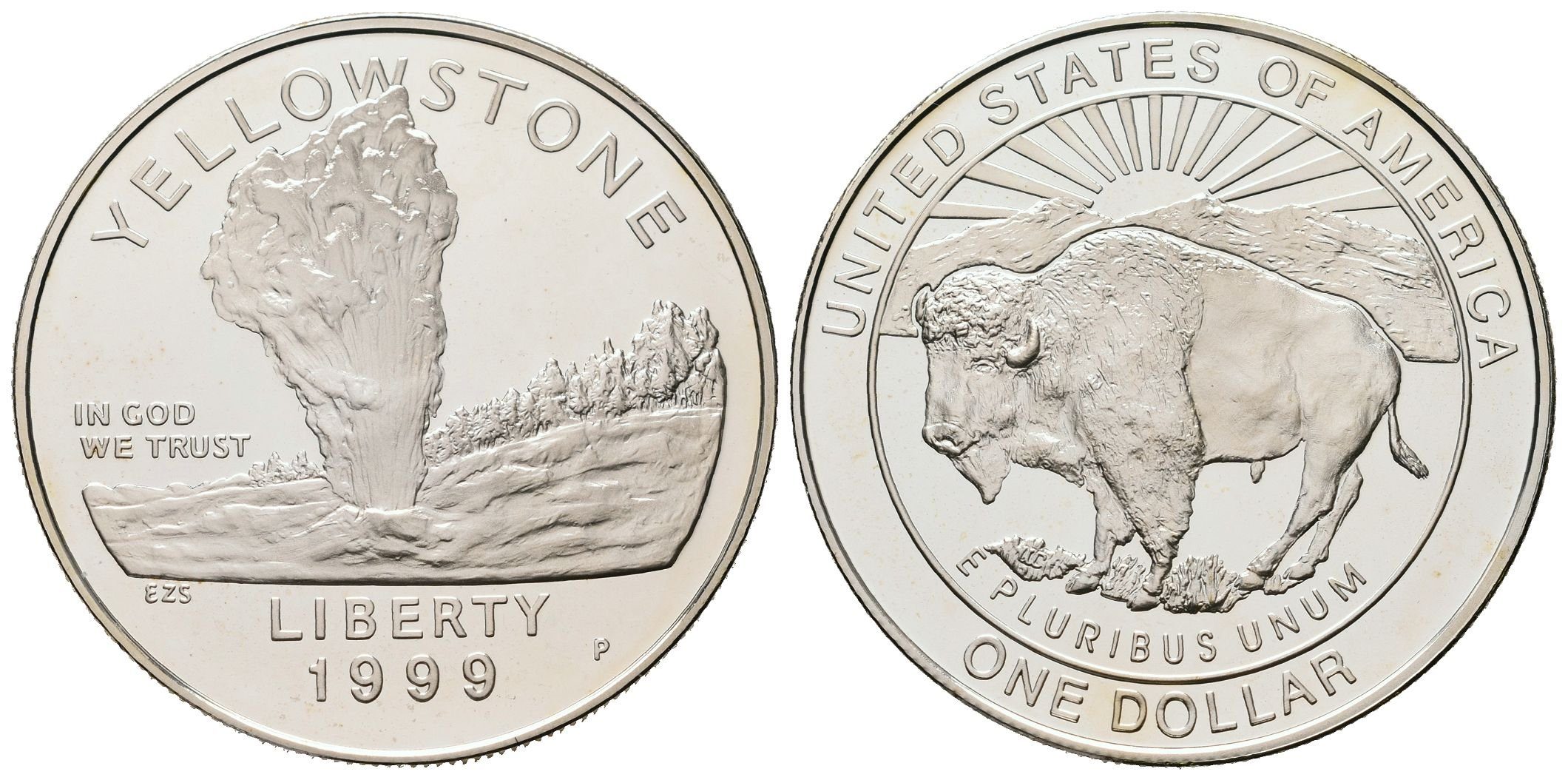 USA, 1 Dollar 1999 - Yellowstone, PROOF