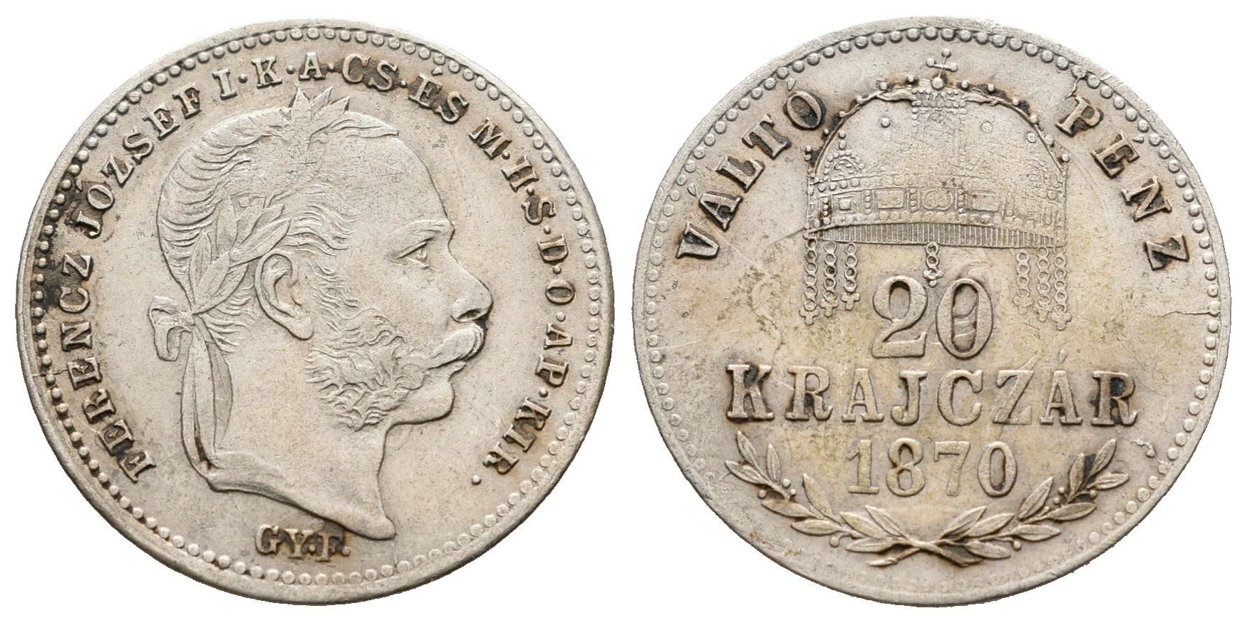 20 Krejcar 1870 GYF