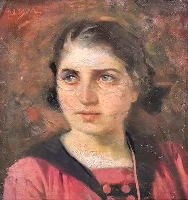 Mrkvička Jan/Ivan Václav: Mrkvička Jan/Ivan Václav (1856-1938) - "Portrét mladé ženy"