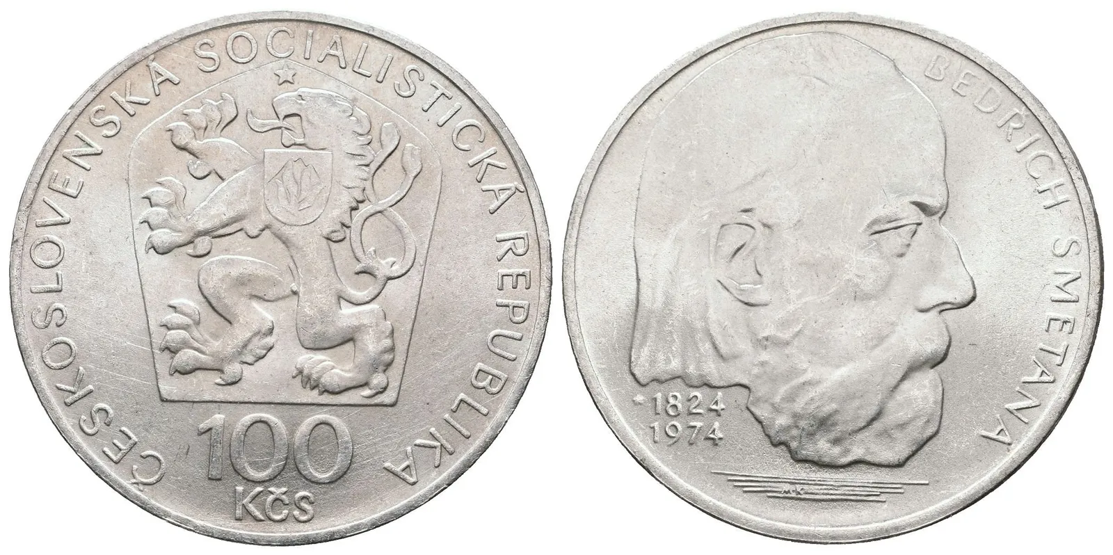 100 Kčs 1974 - Bedřich Smetana, ražební lesk — 1