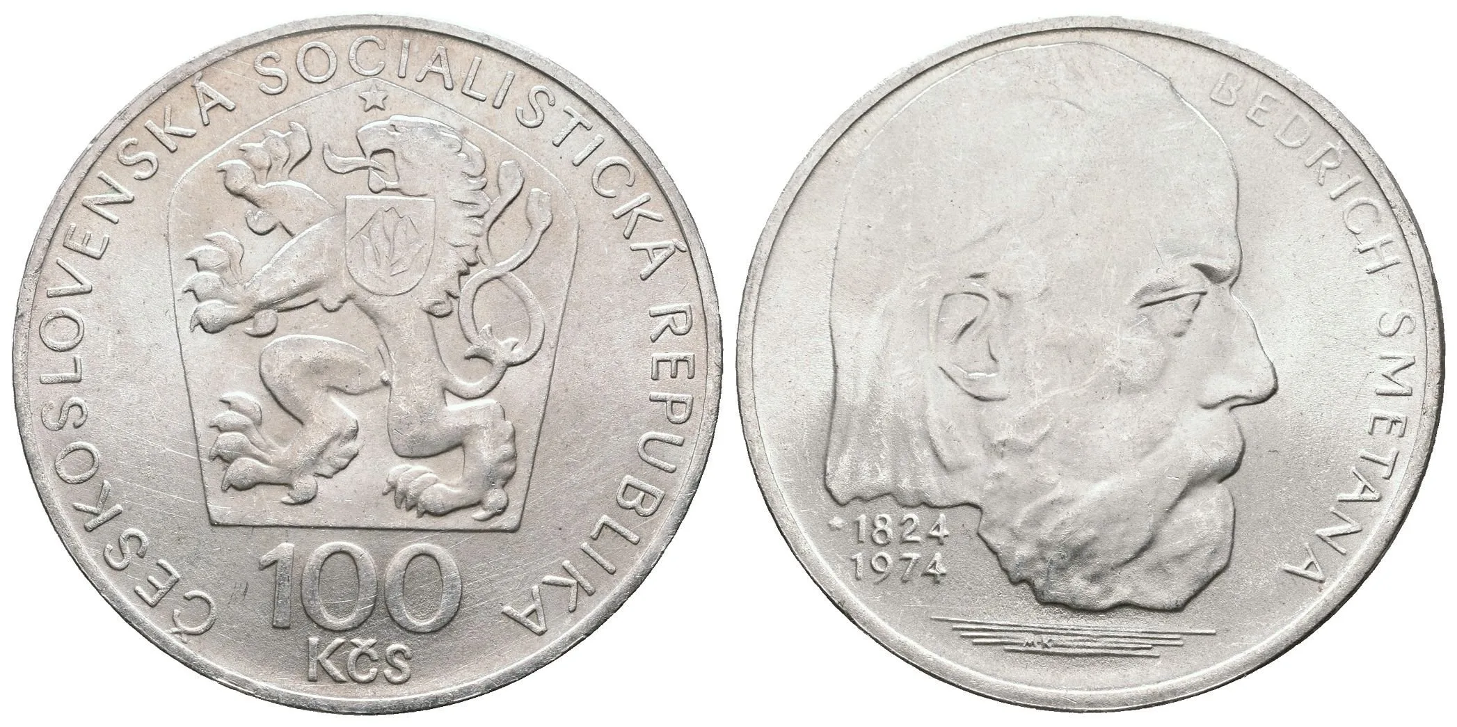 100 Kčs 1974 - Bedřich Smetana, ražební lesk — 1