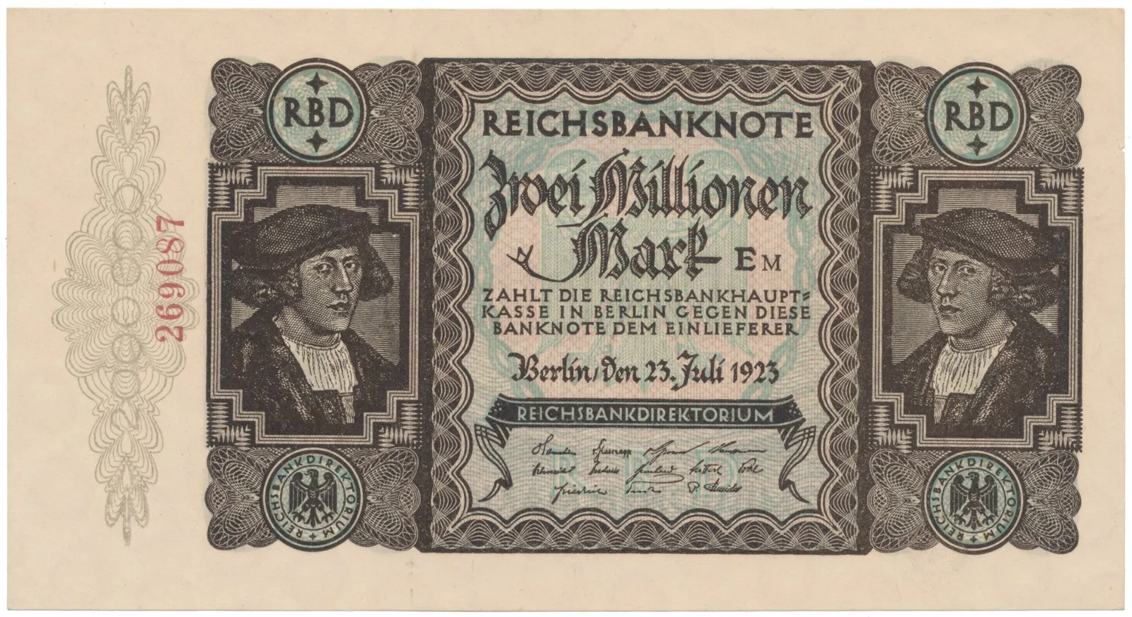 Německo, 2 Millionen Mark 1923, Ro.89b