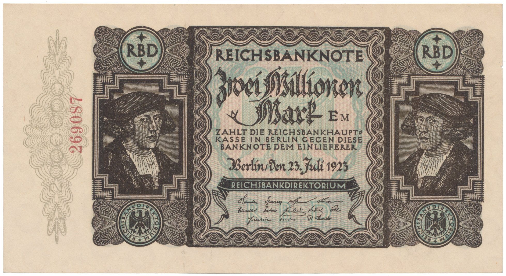 Německo, 2 Millionen Mark 1923, Ro.89b