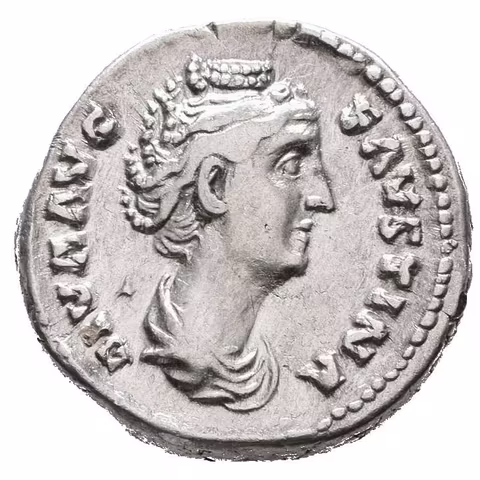 Denár, po r. 141, Rv: AETERNITAS, stojící Fortuna zleva drží globus a kormidlo,