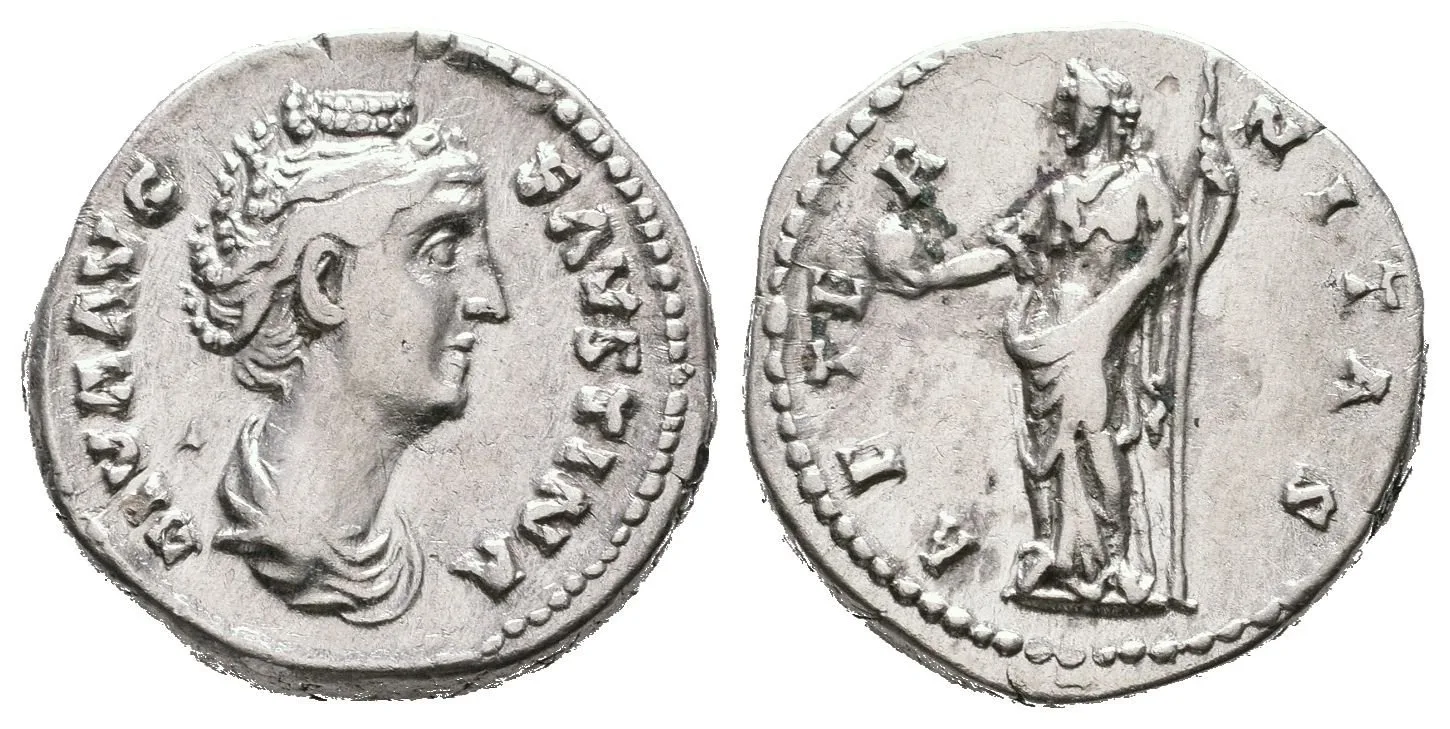 Denár, po r. 141, Rv: AETERNITAS, stojící Fortuna zleva drží globus a kormidlo, — 1