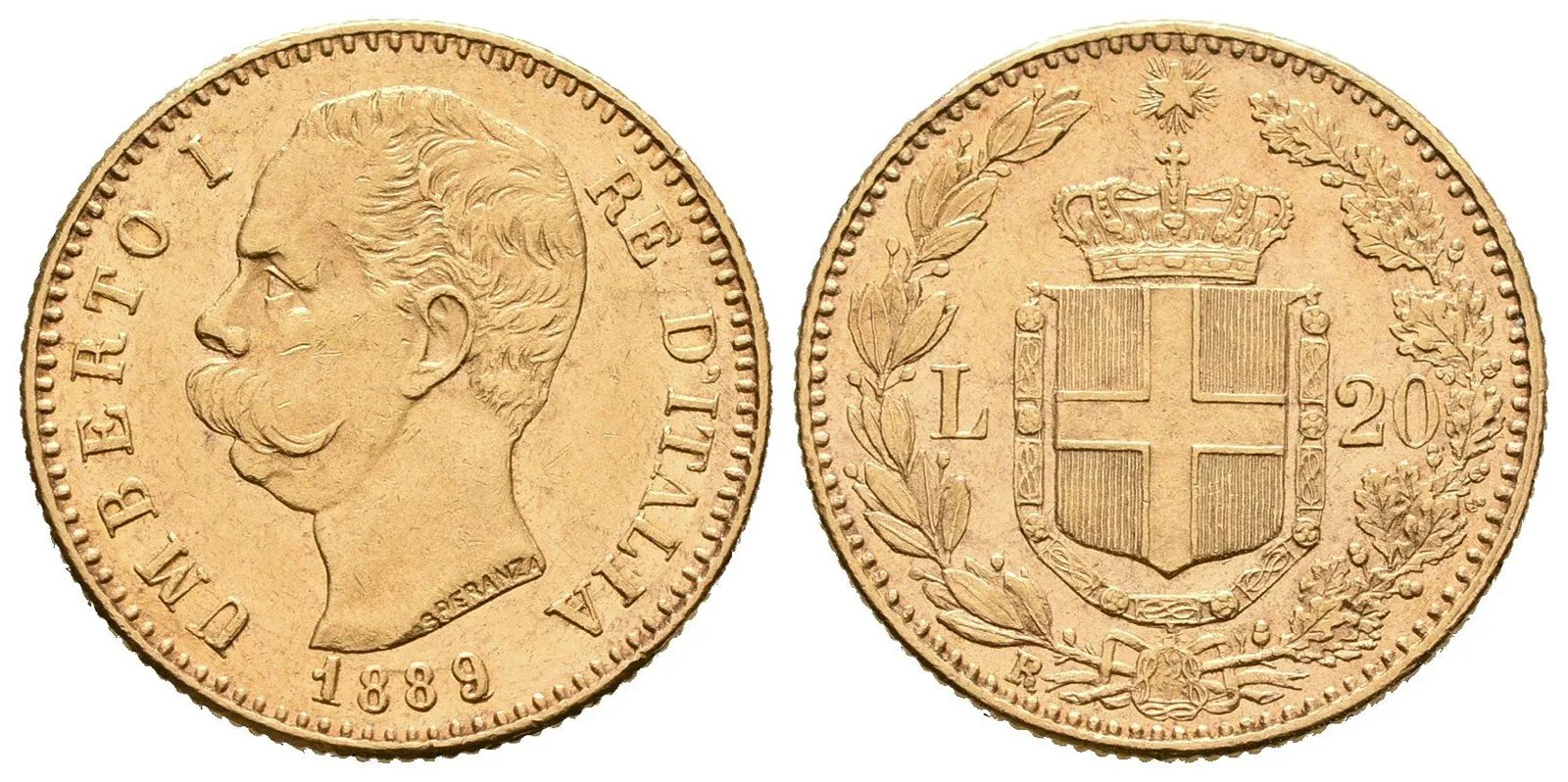 Itálie, 20 Lira 1889 R