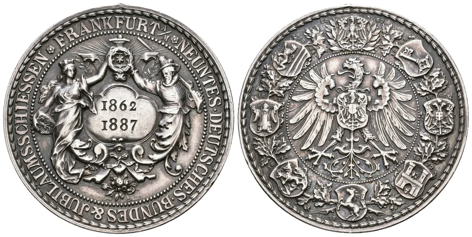 AR Medaile 1887 - IX. Jubilejní německé spolkové střelby ve Frankfurtu nad Mohanem. — 1