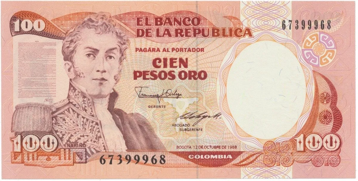 Kolumbie, 100 Pesos Oro 1983~1991, P.426