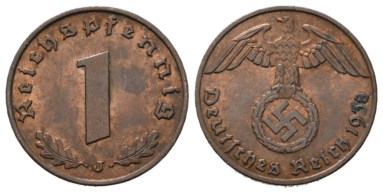 III. říše, 1 Pfennig 1938 J