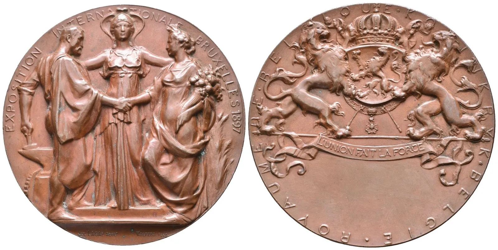 AE Medaile 1897 (J. Lagae) - Mezinárodní výstava v Bruselu. Cu 70 mm — 1