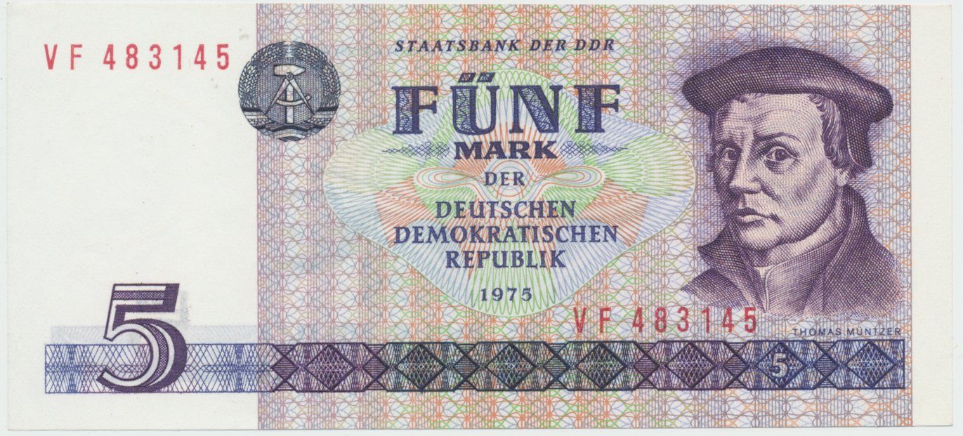 Německo - NDR, 5 DM 1975, II. vydání (1984), Ros.361e