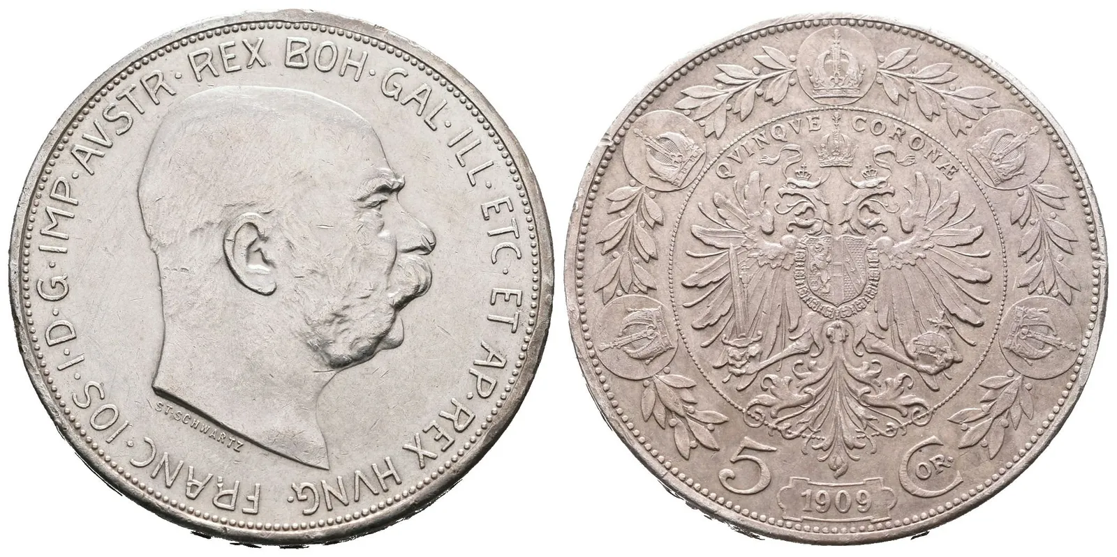 5 Koruna 1909 Schwartz