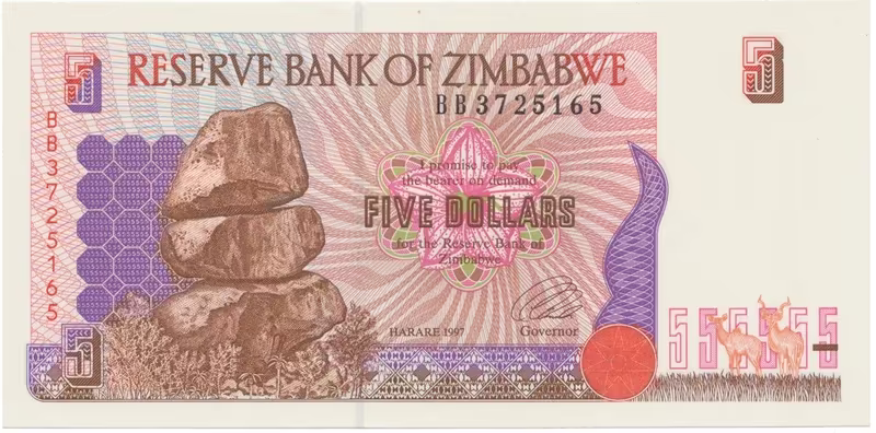 Zimbabwe, 5 Dollars 1997, P.5b