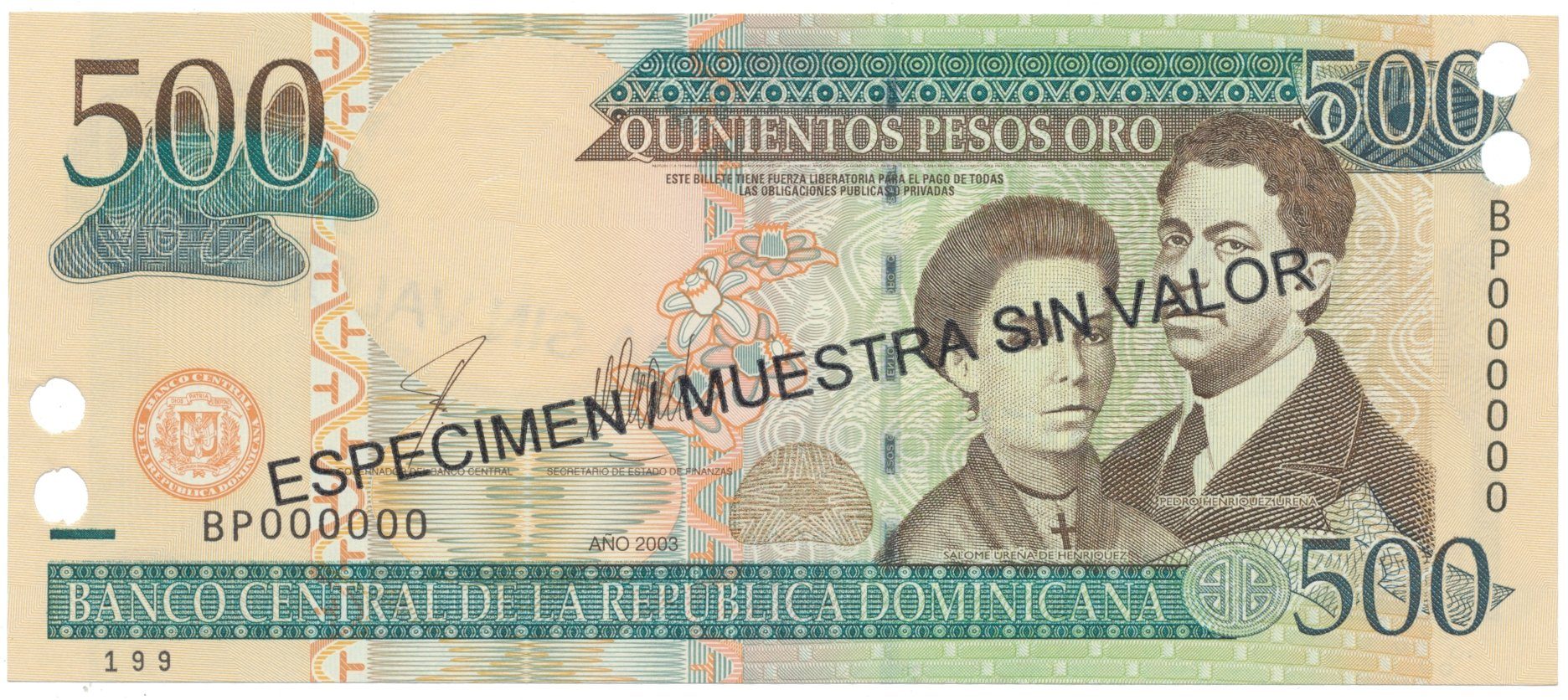 Dominikánská republika, 500 Pesos Oro 2003, P.172s2