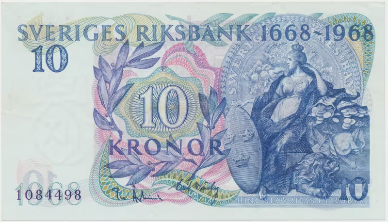 Švédsko, 10 Kronor 1958, jubilejní, P.56