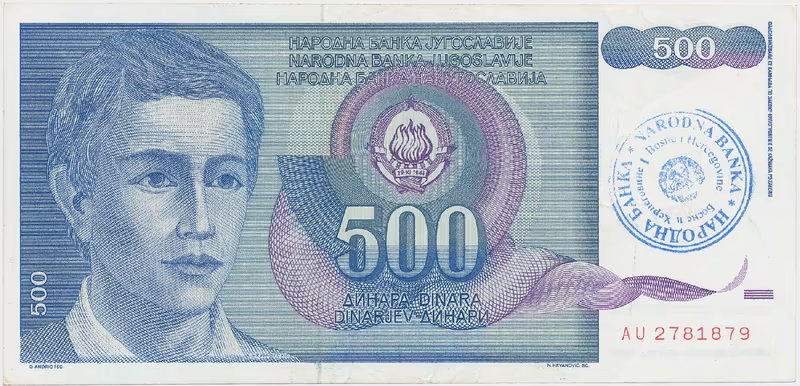 Bosna a Hercegovina, 500 Dinara (1992), P.1b