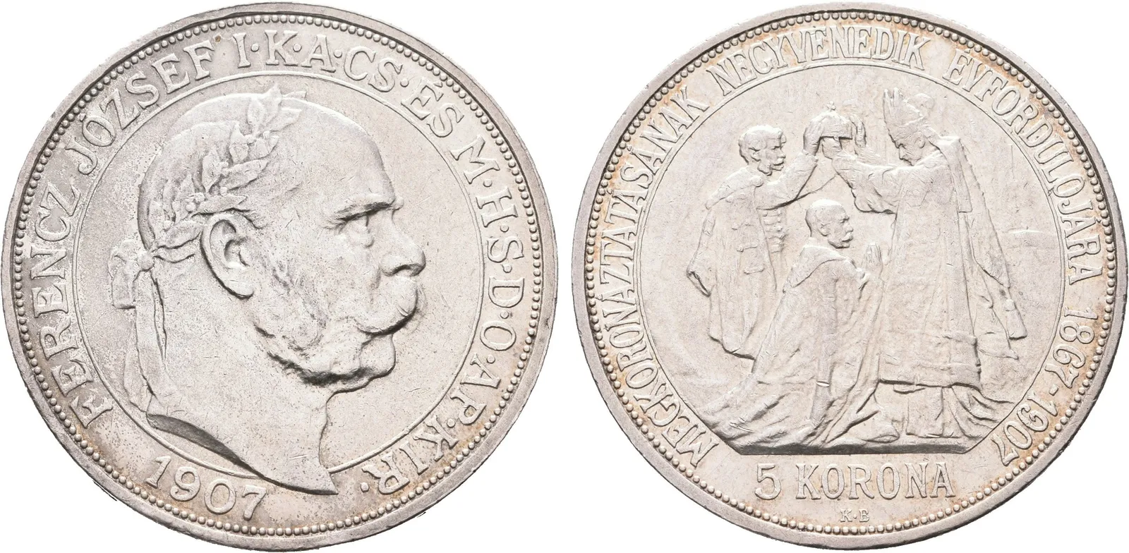 5 Koruna 1907 KB - Korunovační