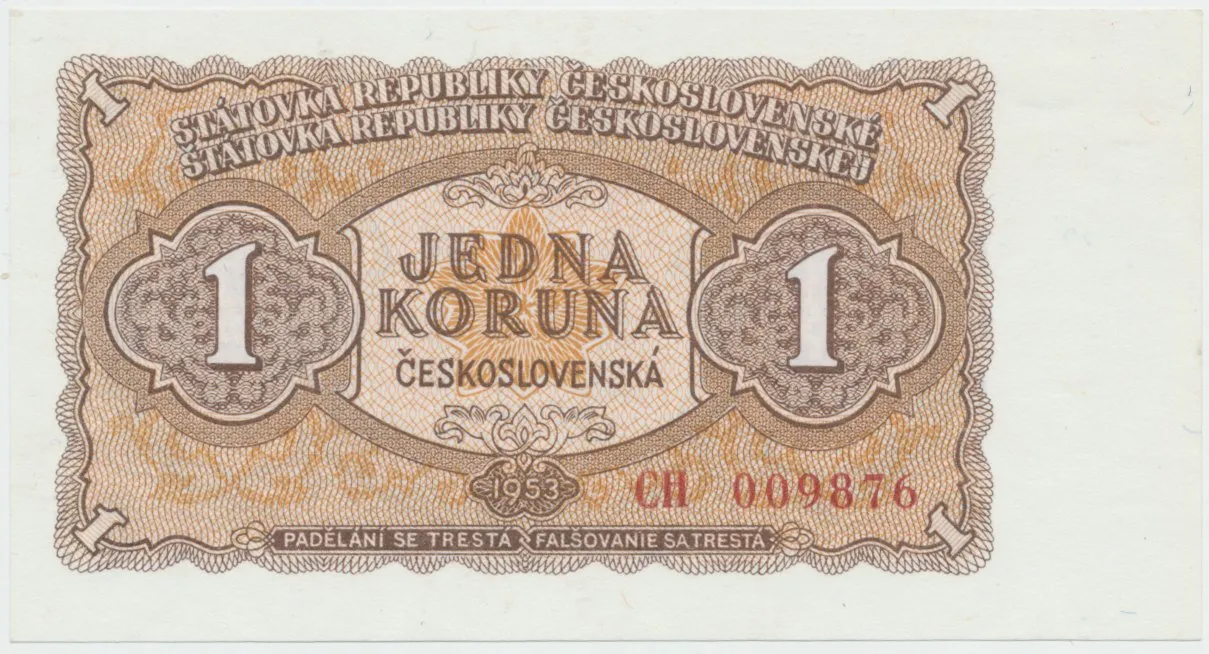 Československo, 1 Koruna 1953, tisk Moskva, série CH, Hej.89a1