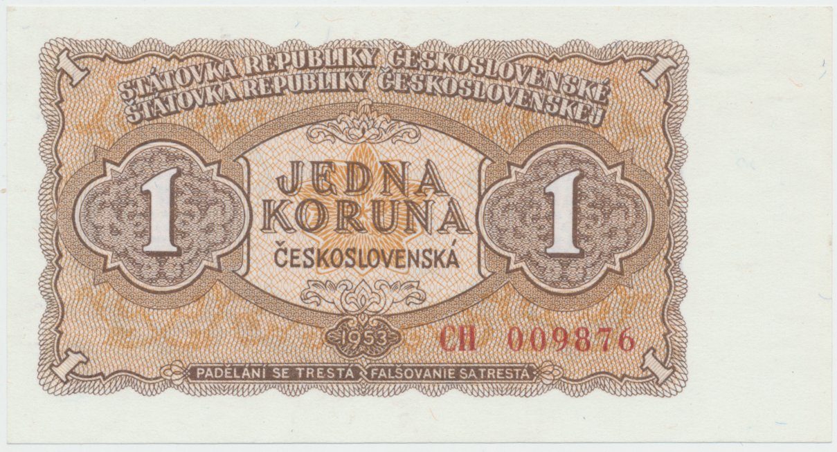 Československo, 1 Koruna 1953, tisk Moskva, série CH, Hej.89a1