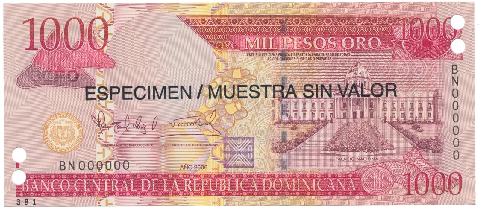 Dominikánská republika, 1000 Pesos Oro 2006, P.180s1
