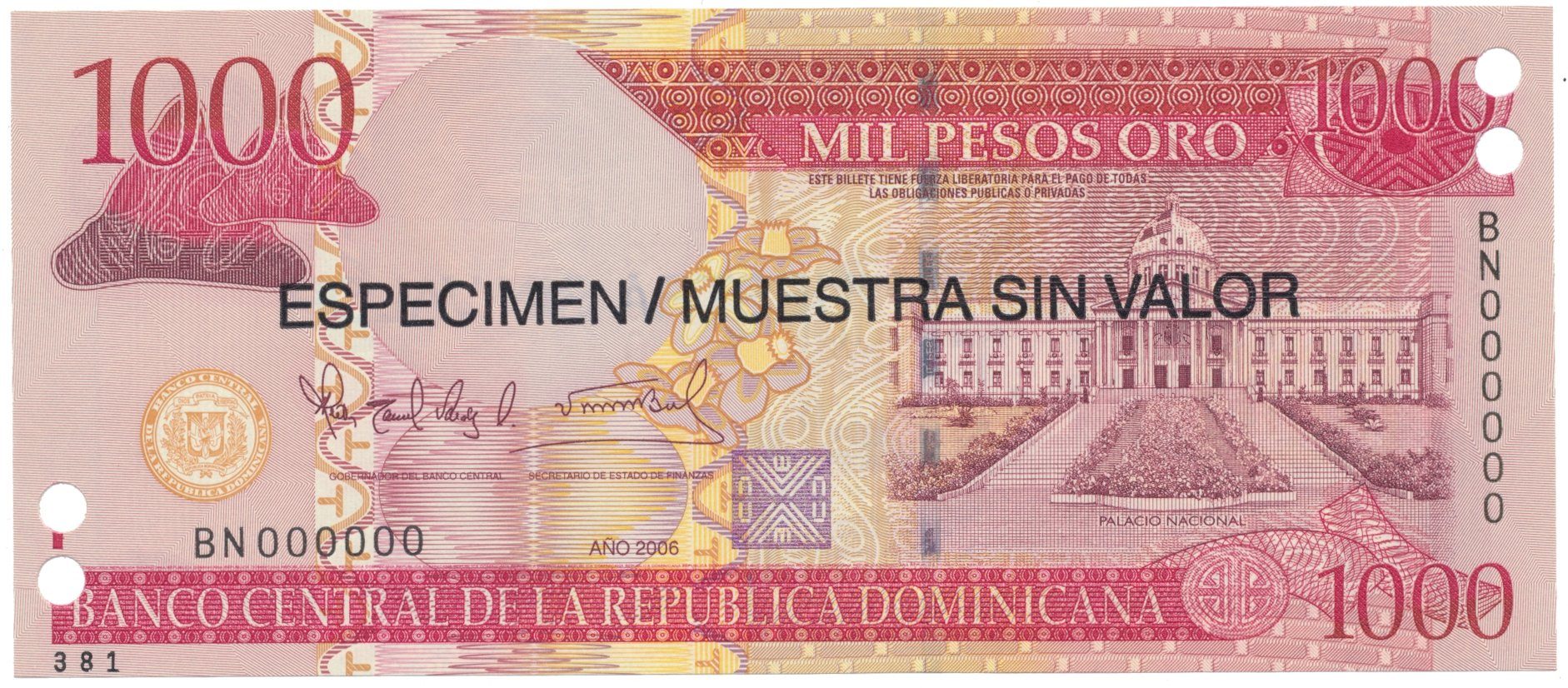 Dominikánská republika, 1000 Pesos Oro 2006, P.180s1