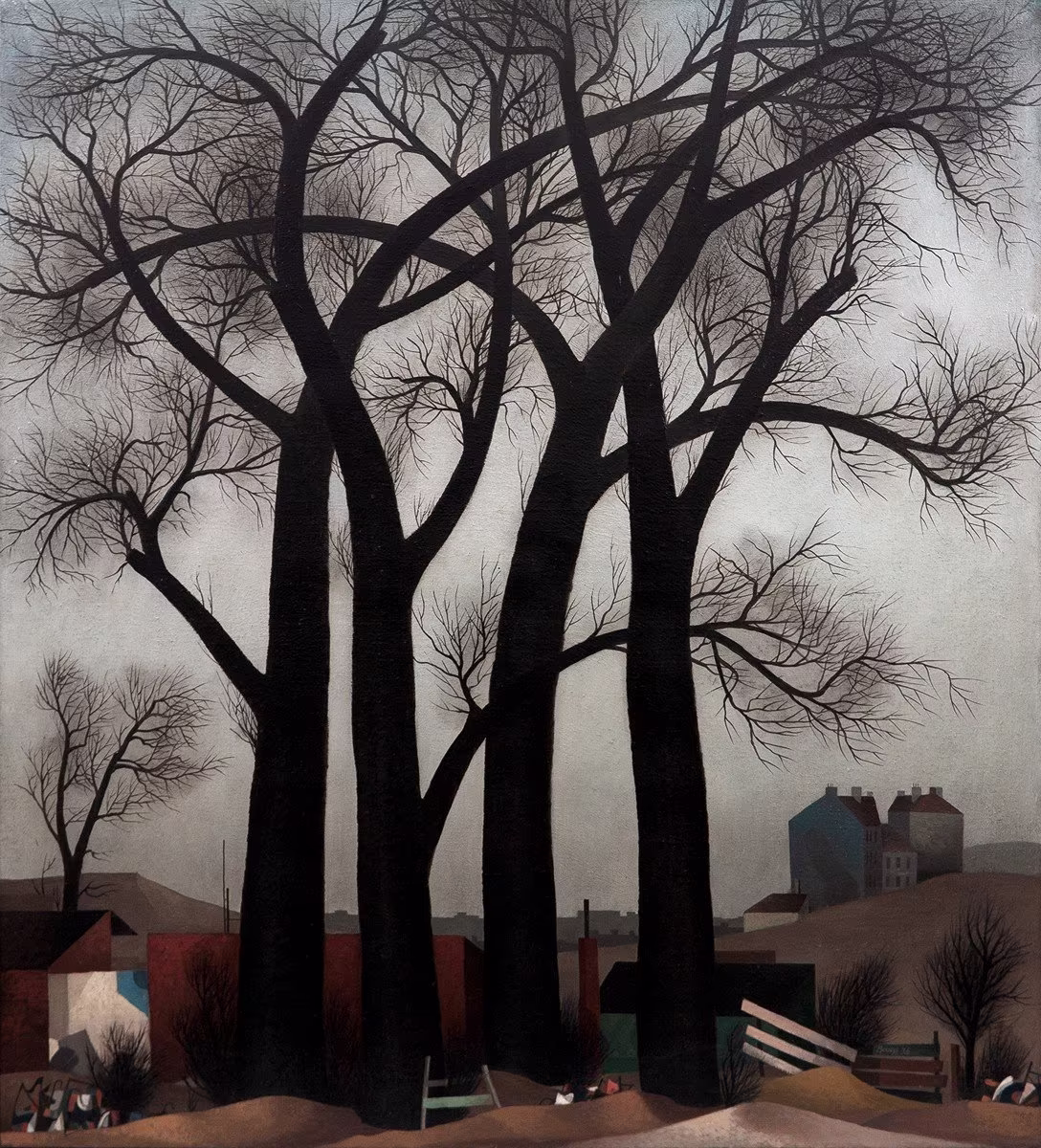 Vlastimil Beneš: Vlastimil Beneš (1919 - 1981) -  Černé stromy (Schwarze Bäume)