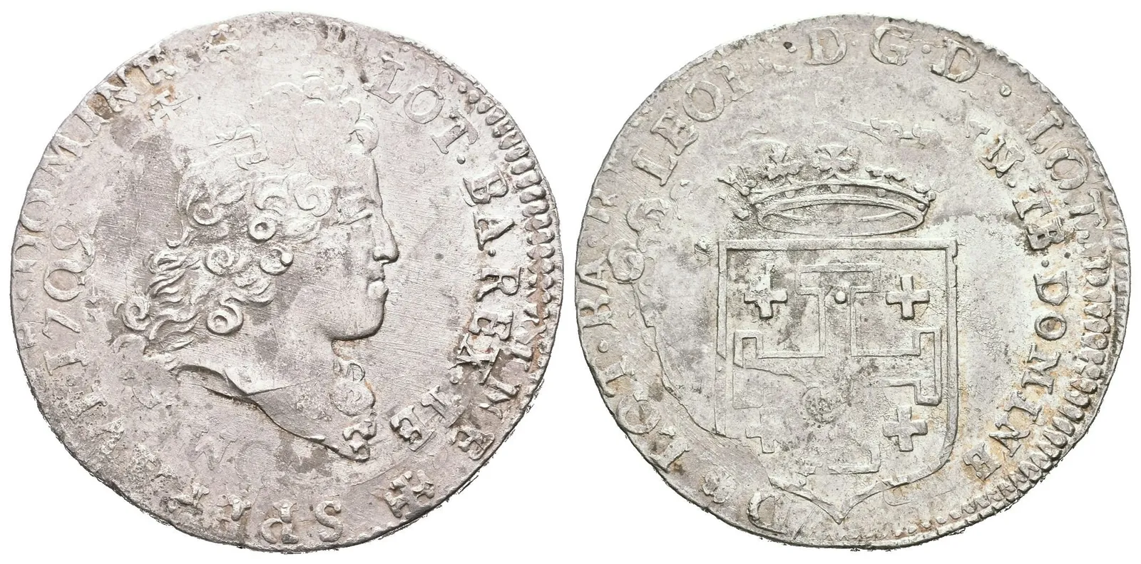 Teston 1716, KM.96, viditelná přeražba na Testonu 1709, — 1