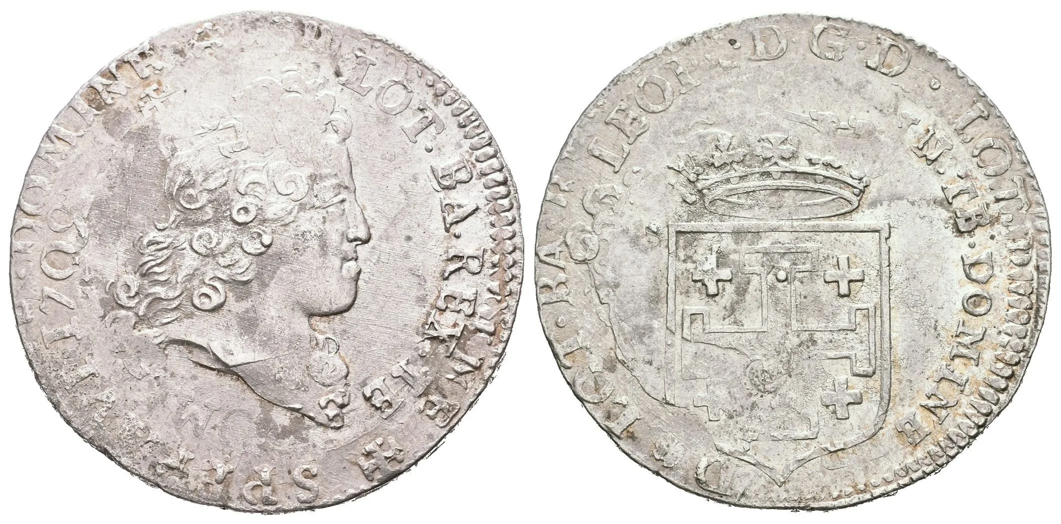 Teston 1716, KM.96, viditelná přeražba na Testonu 1709, — 1