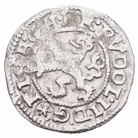 Malý groš 1582, České Budějovice-Schönfeld, HN.16b (opis 7a), značka mincmistra v kroužku,
