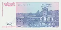 Jugoslávie, 50.000 Dinara 1993, anulát AA 0000000, P.130 - fotografie 2