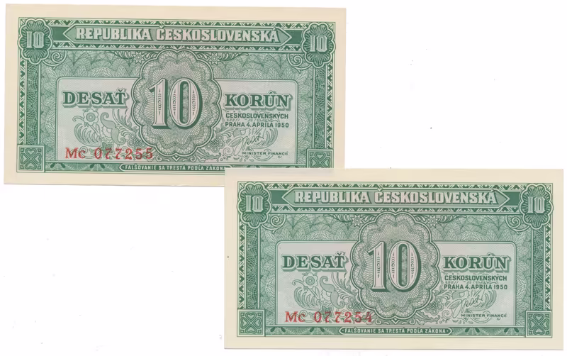 10 Koruna 1950, Hej.86b, 2 ks