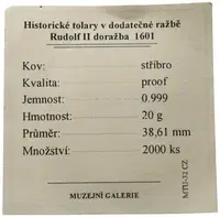 Replika - Historický tolar - Rudolf II 1601 - fotografie 2